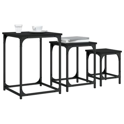 vidaXL Nesting Coffee Tables 3 pcs Black Engineered Wood