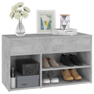 vidaXL Shoe Bench Concrete Grey 80x30x45 cm Engineered Wood