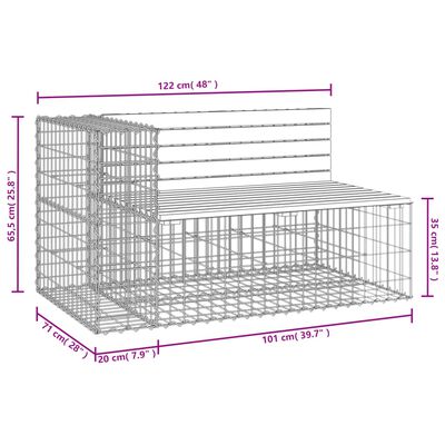 vidaXL Garden Bench Gabion Design 122x71x65.5 cm Solid Wood Douglas