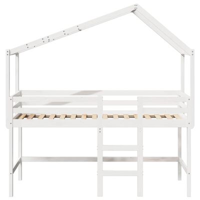 vidaXL Loft Bed with Ladder and Roof without Mattress White 80x200 cm