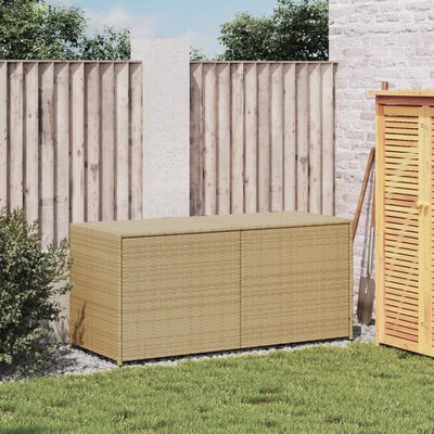 vidaXL Garden Storage Box Mix Beige 283L Poly Rattan