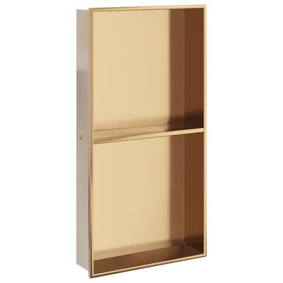 vidaXL Shower Niche Brushed Gold 32x62x9 cm Stainless Steel