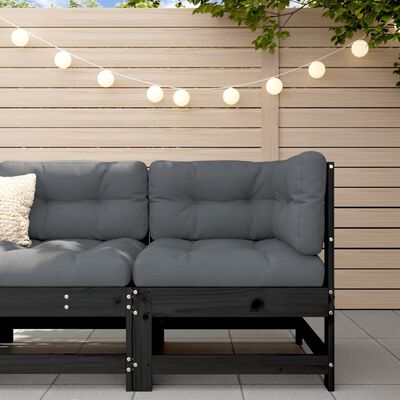 vidaXL Garden Corner Sofa Black Solid Wood Pine