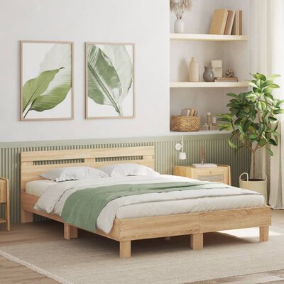 vidaXL Bed Frame without Mattress Sonoma Oak 140x200 cm