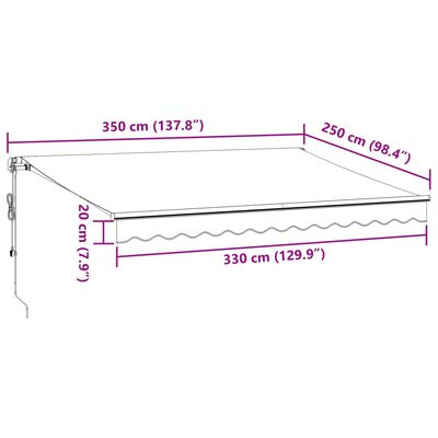 vidaXL Automatic Retractable Awning Anthracite&White 350x250 cm