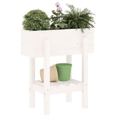 vidaXL Garden Planter White 62x30x69 cm Solid Wood Pine