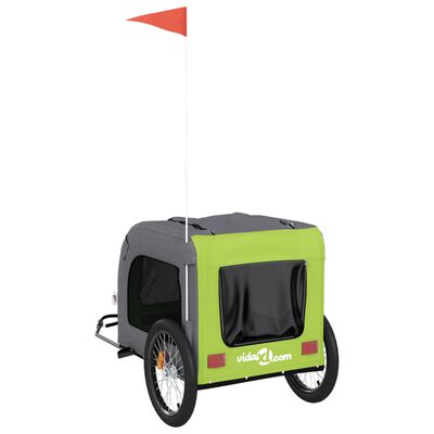 vidaXL Pet Bike Trailer Green and Grey Oxford Fabric and Iron