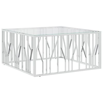 vidaXL Coffee Table 100x100x50 cm Stainless Steel and Glass