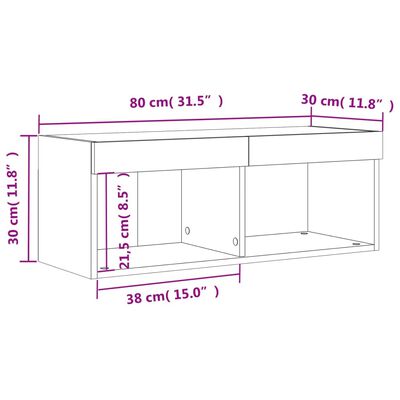 vidaXL TV Cabinet with LED Lights White 80x30x30 cm