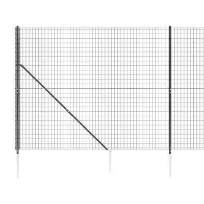 vidaXL Wire Mesh Fence with Spike Anchors Anthracite 1.6x25 m