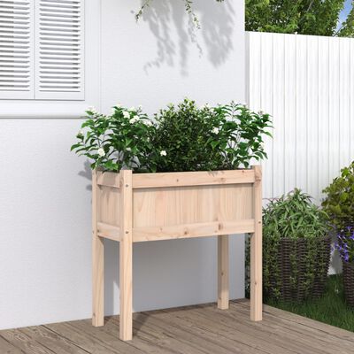 vidaXL Garden Planter with Legs 70x31x70 cm Solid Wood Pine