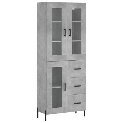 vidaXL Highboard Concrete Grey 69.5x34x180 cm Engineered Wood