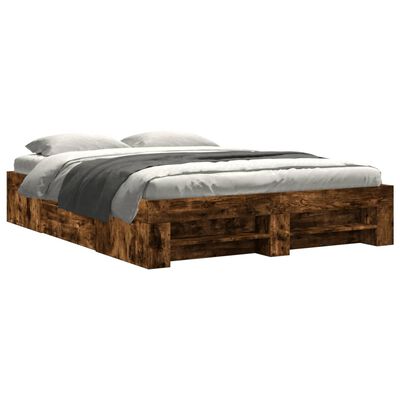 vidaXL Bed Frame without Mattress Smoked Oak 160x200 cm Engineered Wood