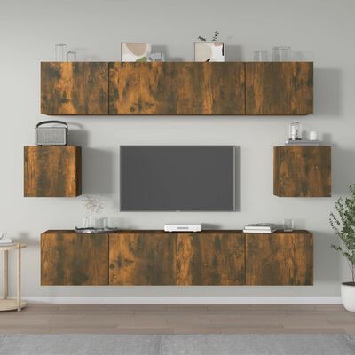 vidaXL 6 Piece TV Cabinet Set Smoked Oak Engineered Wood