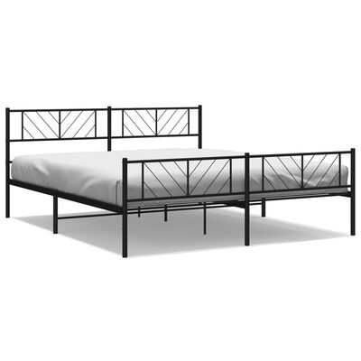 vidaXL Metal Bed Frame without Mattress with Footboard Black 193x203 cm