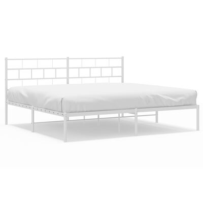 vidaXL Metal Bed Frame without Mattress with Headboard White 200x200 cm