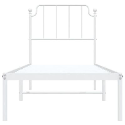 vidaXL Metal Bed Frame without Mattress with Headboard White 75x190 cm Small Single