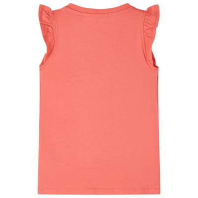 Kids' T-shirt with Ruffle Sleeves Coral 116