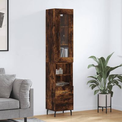 vidaXL Highboard Smoked Oak 34.5x34x180 cm Engineered Wood