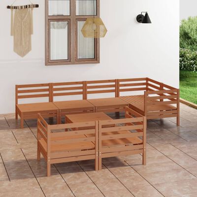 vidaXL 8 Piece Garden Lounge Set Solid Wood Pine Honey Brown