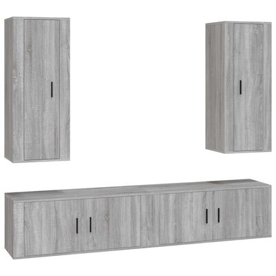 vidaXL 4 Piece TV Cabinet Set Grey Sonoma Engineered Wood