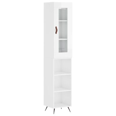 vidaXL Highboard High Gloss White 34.5x34x180 cm Engineered Wood