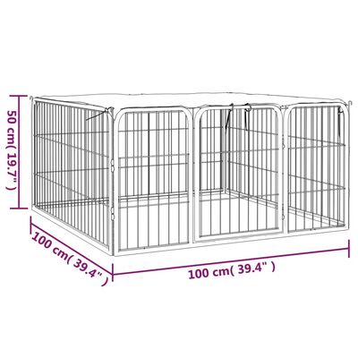 vidaXL Dog Playpen 4 Panels Black 100x50 cm Powder-coated Steel