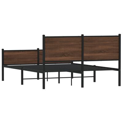 vidaXL Metal Bed Frame without Mattress Brown Oak 140x200 cm