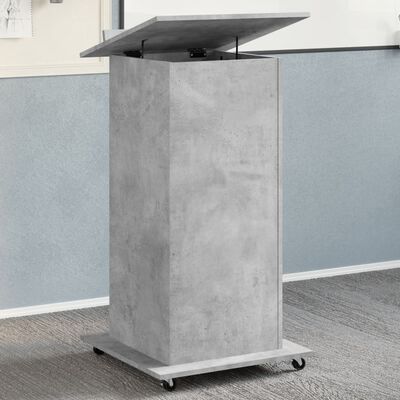 vidaXL Lectern with Wheels & Drawer Concrete Grey 55x55x107 cm Engineered Wood