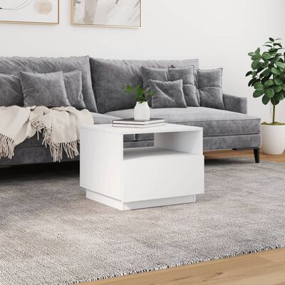 vidaXL Coffee Table with LED Lights White 50x49x40 cm