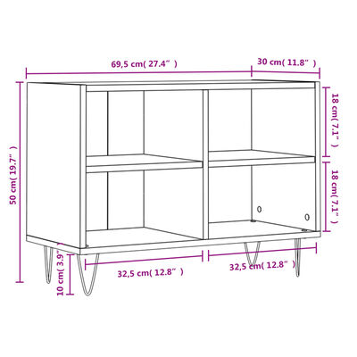 vidaXL TV Cabinet Concrete Grey 69.5x30x50 cm Engineered Wood