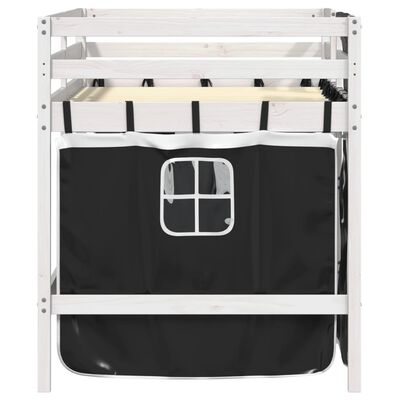 vidaXL Kids' Loft Bed with Curtains without Mattress White&Black 80x200 cm