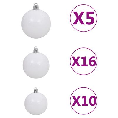 vidaXL Artificial Hinged Christmas Tree 300 LEDs & Ball Set 180 cm