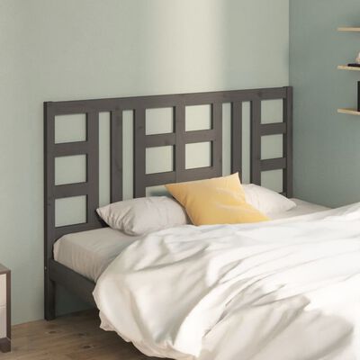 vidaXL Bed Headboard Grey 141x4x100 cm Solid Wood Pine