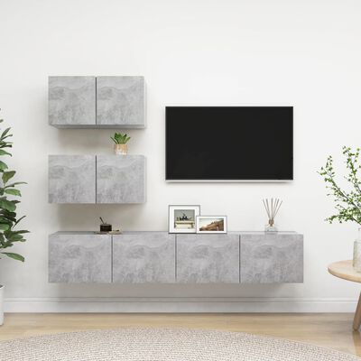 vidaXL 4 Piece TV Cabinet Set Concrete Grey Engineered Wood