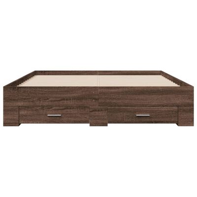 vidaXL Bed Frame with Drawers without Mattress Brown Oak 160x200 cm