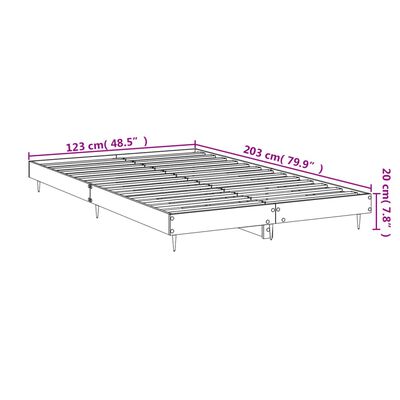 vidaXL Bed Frame without Mattress Smoked Oak 120x200 cm Engineered Wood