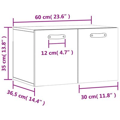 vidaXL Wall Cabinet Sonoma Oak 60x36.5x35 cm Engineered Wood