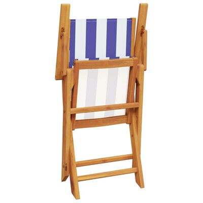 vidaXL Folding Garden Chairs 4 pcs Blue and White Fabric and Solid Wood