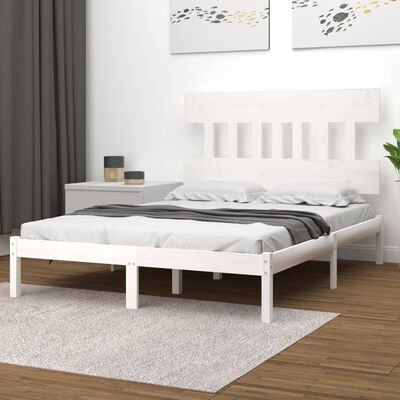 vidaXL Bed Frame White Solid Wood 120x190 cm Small Double