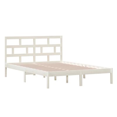 vidaXL Bed Frame without Mattress White Solid Wood 140x200 cm (810018+814195)