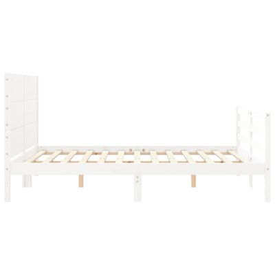 vidaXL Bed Frame without Mattress White King Size Solid Wood