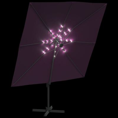 vidaXL LED Cantilever Garden Parasol Bordeaux Red 400x300 cm