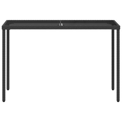 vidaXL Garden Table with Glass Top Black 115x54x74 cm Poly Rattan