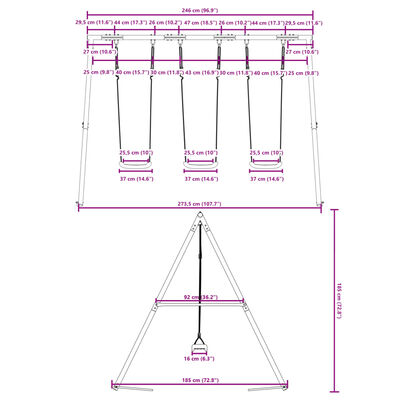 vidaXL Outdoor Swing Set with 3 Swings