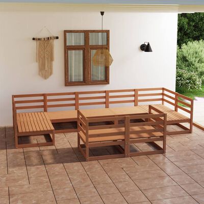 vidaXL 9 Piece Garden Lounge Set Solid Pinewood