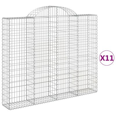 vidaXL Arched Gabion Baskets 11 pcs 200x30x160/180 cm Galvanised Iron