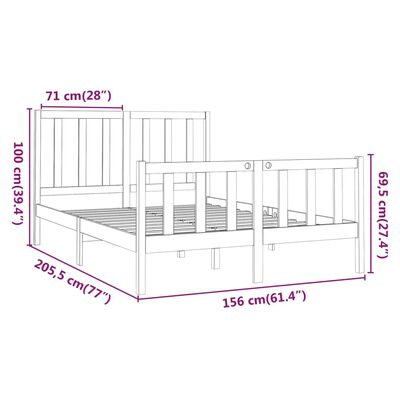 vidaXL Bed Frame without Mattress Honey Brown 150x200 cm King Size Solid Wood Pine