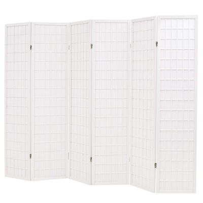 vidaXL Folding 6-Panel Room Divider Japanese Style 240x170 cm White