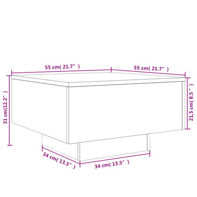 vidaXL Coffee Table with LED Lights Brown Oak 55x55x31 cm